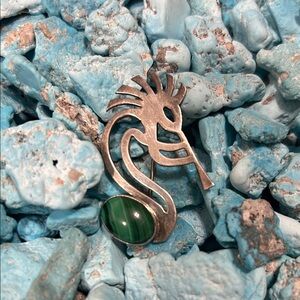 Vintage Kokopelli Malachite Brooch